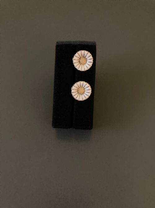 DANISH SILVER GILT AND ENAMEL DAISY EARRINGS 1950S - ADDITIONAL PHOTO 1