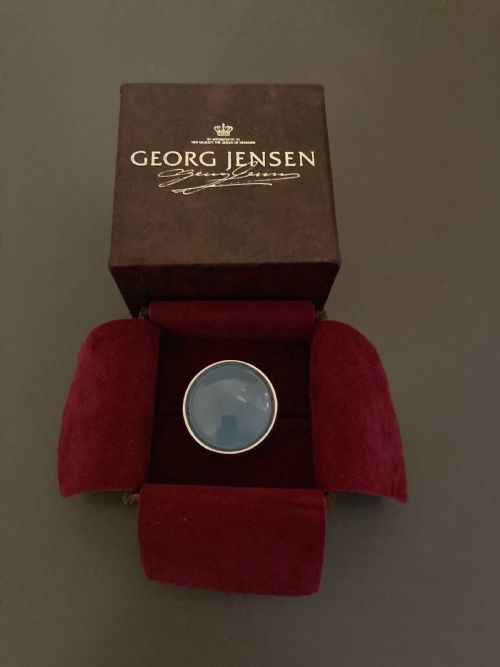 GEORG JENSEN DANISH SILVER AND CHALCEDONY RING NO 466 - ADDITIONAL PHOTO 3