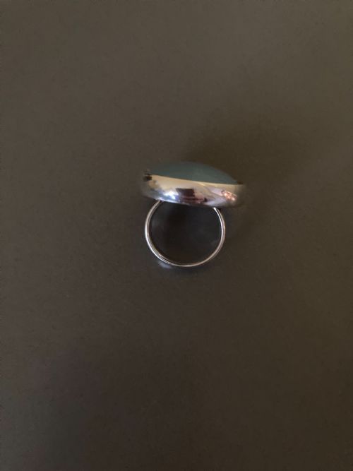 GEORG JENSEN DANISH SILVER AND CHALCEDONY RING NO 466 - ADDITIONAL PHOTO 4
