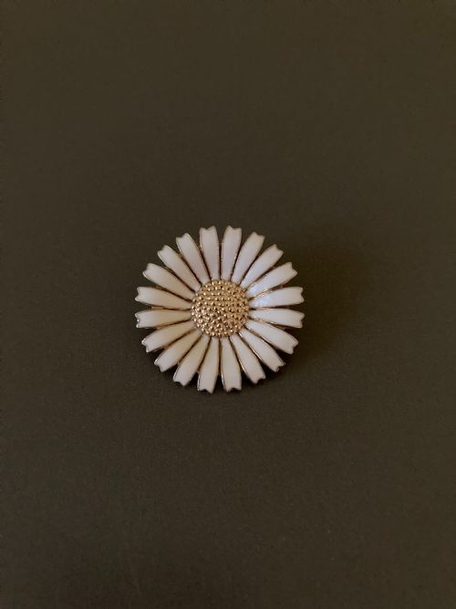 danish silver and enamel daisy brooch 1950s - CATEGORY: ANTIQUE JEWELLERY - DATED 1950