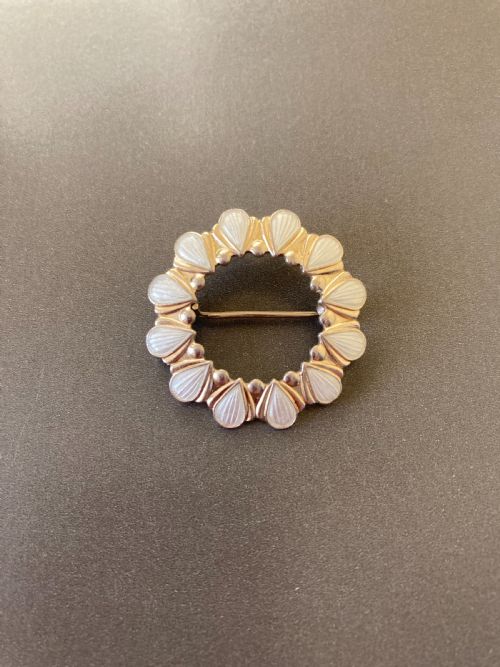 danish silver gilt and enamel brooch 1960s - CATEGORY: ANTIQUE JEWELLERY - DATED 1960