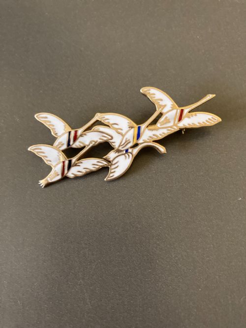 danish silver gilt and enamel brooch 1940s by erik magnussen - CATEGORY: ANTIQUE JEWELLERY - DATED 1940