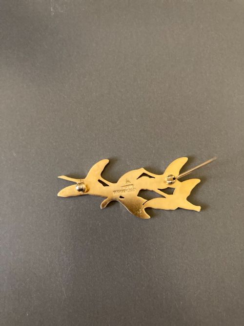 DANISH SILVER GILT AND ENAMEL BROOCH 1940S BY ERIK MAGNUSSEN - ADDITIONAL PHOTO 2