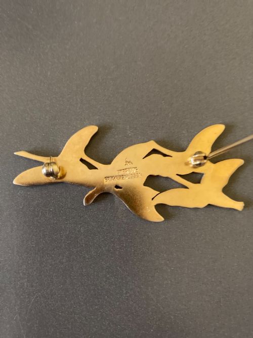DANISH SILVER GILT AND ENAMEL BROOCH 1940S BY ERIK MAGNUSSEN - ADDITIONAL PHOTO 3