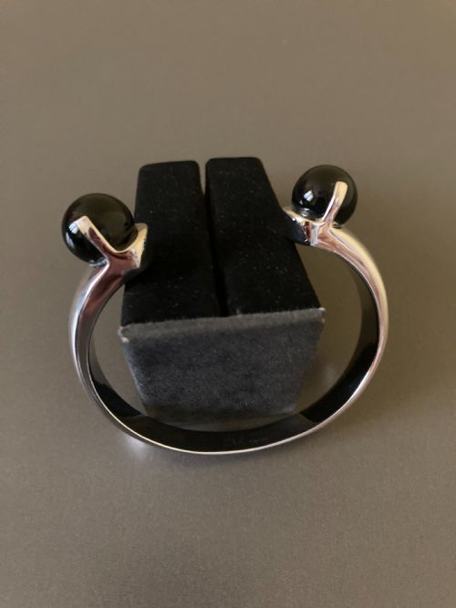 danish silver bangle with black onyx 1960s by kurt nielsen - CATEGORY: ANTIQUE SILVER - DATED 1960