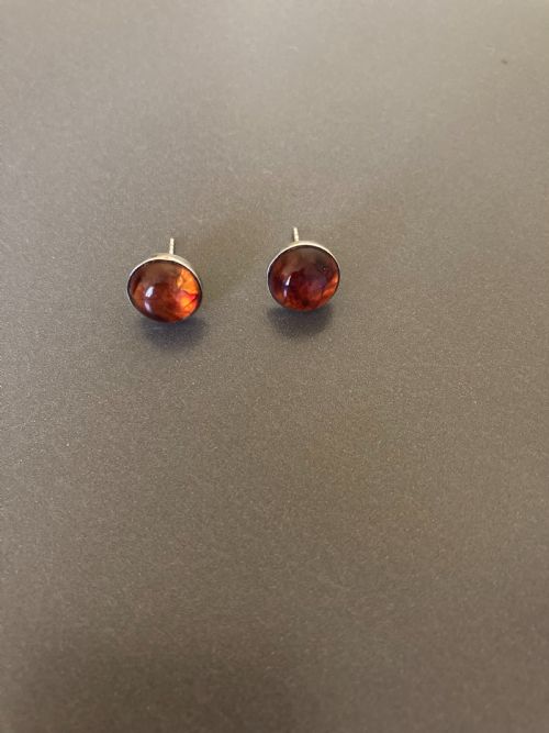 DANISH SILVER AND AMBER EARRINGS 1950S - ADDITIONAL PHOTO 1