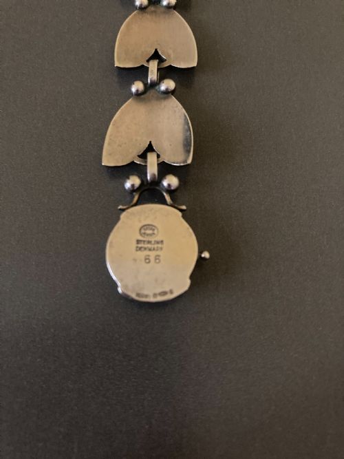 GEORG JENSEN DANISH SILVER NECKLACE TULIP PATTERN NO 66 - ADDITIONAL PHOTO 6