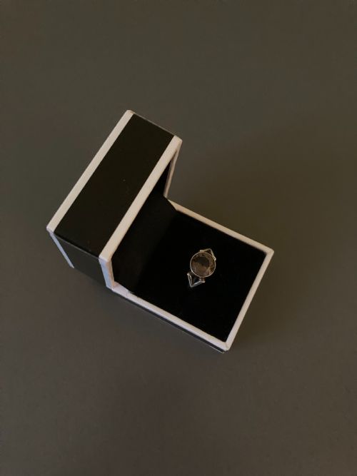 DANISH SILVER RING WITH SMOKY QUARTZ 1960S BY N E FROM - ADDITIONAL PHOTO 3