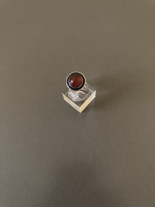 DANISH SILVER RING WITH AMBER 1960S BY N E FROM - ADDITIONAL PHOTO 3