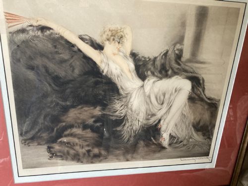 LOUIS ICART ETCHING PARESSE OR LAZINESS 1925 - ADDITIONAL PHOTO 5