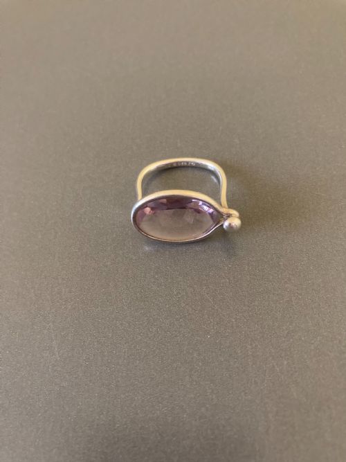 GEORG JENSEN DANISH SILVER AND AMETHYST SAVANNAH RING - ADDITIONAL PHOTO 4