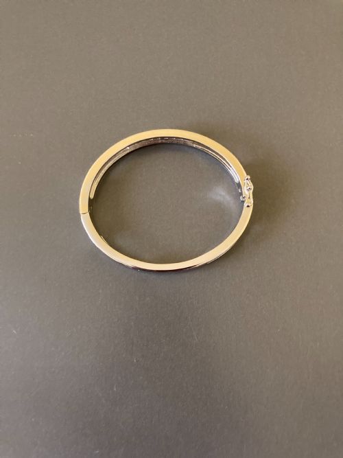 DANISH SILVER BANGLE WITH CUBIC ZIRCONIA 1960S BY RANDERS SILVER - ADDITIONAL PHOTO 5