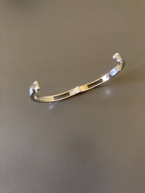 DANISH SILVER BANGLE WITH CUBIC ZIRCONIA 1960S BY RANDERS SILVER - ADDITIONAL PHOTO 8