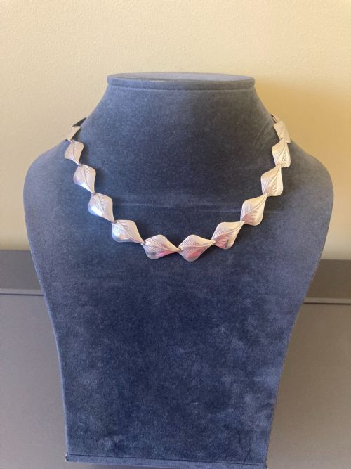 DANISH SILVER NECKLACE BY N E FROM 1950S - ADDITIONAL PHOTO 2