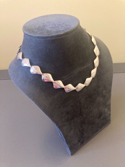 DANISH SILVER NECKLACE BY N E FROM 1950S - ADDITIONAL PHOTO 3