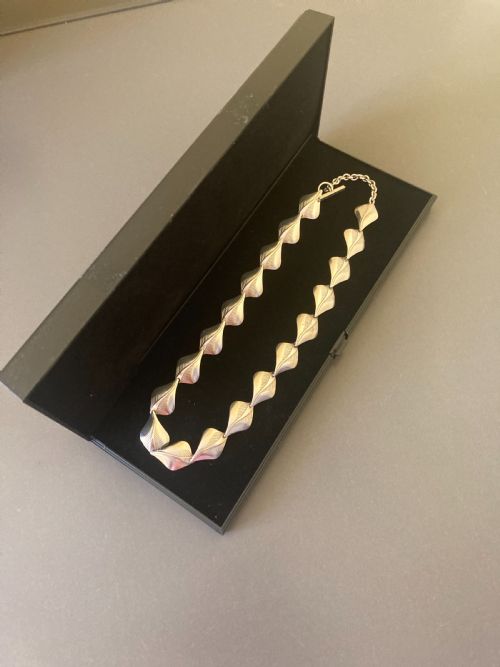 DANISH SILVER NECKLACE BY N E FROM 1950S - ADDITIONAL PHOTO 5