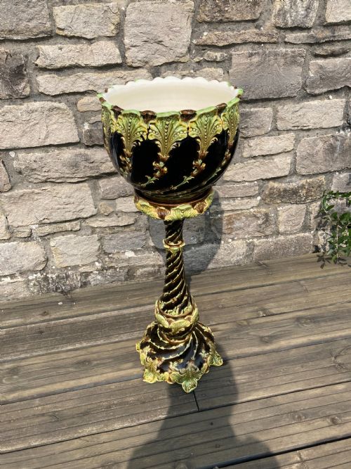 MAJOLICA JARDINIERE BY JULIUS DRESSLER C 1900 - ADDITIONAL PHOTO 1