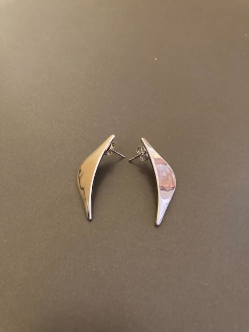 DANISH SILVER EARRINGS 1960S BY RANDERS SILVER - ADDITIONAL PHOTO 3