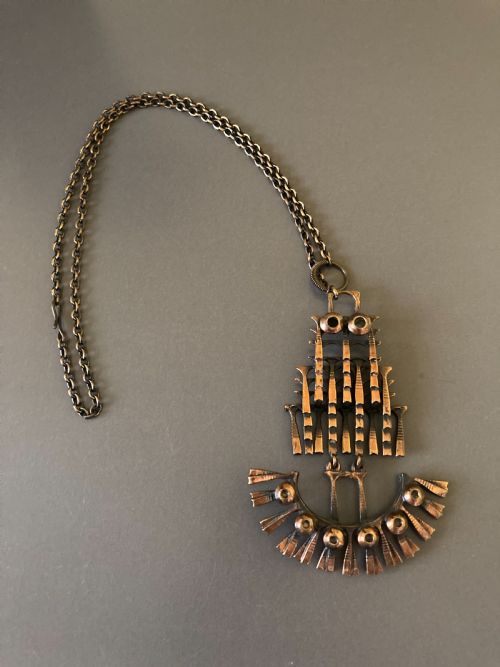 FINNISH BRONZE OWL PENDANT 1960S BY PENTTI SAPANEVA - ADDITIONAL PHOTO 1