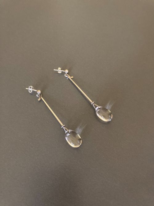 georg jensen danish silver and rock crystal drop earrings 1960s - CATEGORY: ANTIQUE JEWELLERY - DATED 1960
