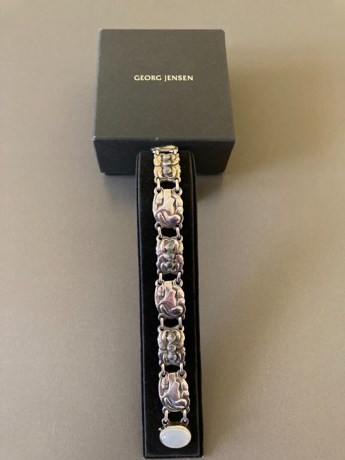 GEORG JENSEN DANISH SILVER BRACELET WITH MOONSTONES NO 24 1950S - ADDITIONAL PHOTO 2