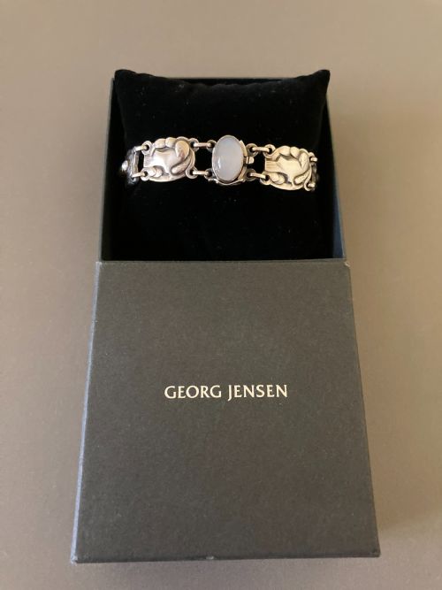 GEORG JENSEN DANISH SILVER BRACELET WITH MOONSTONES NO 24 1950S - ADDITIONAL PHOTO 5