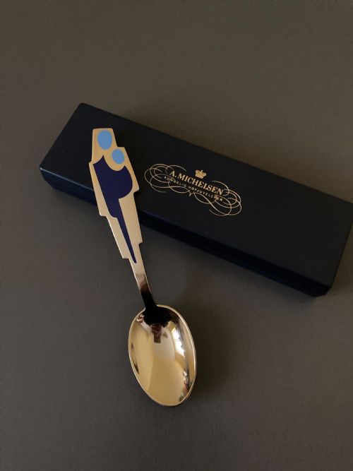 DANISH SILVER GILT AND ENAMEL CHRISTMAS SPOON 1962 - ADDITIONAL PHOTO 2