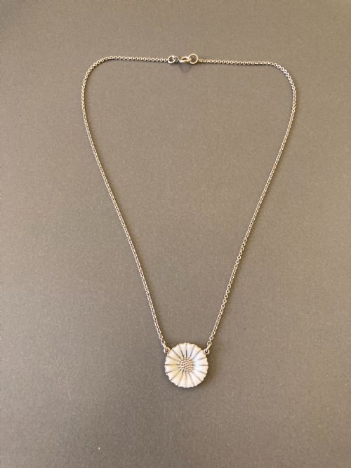 DANISH SILVER AND ENAMEL DAISY NECKLACE 1960S - ADDITIONAL PHOTO 1