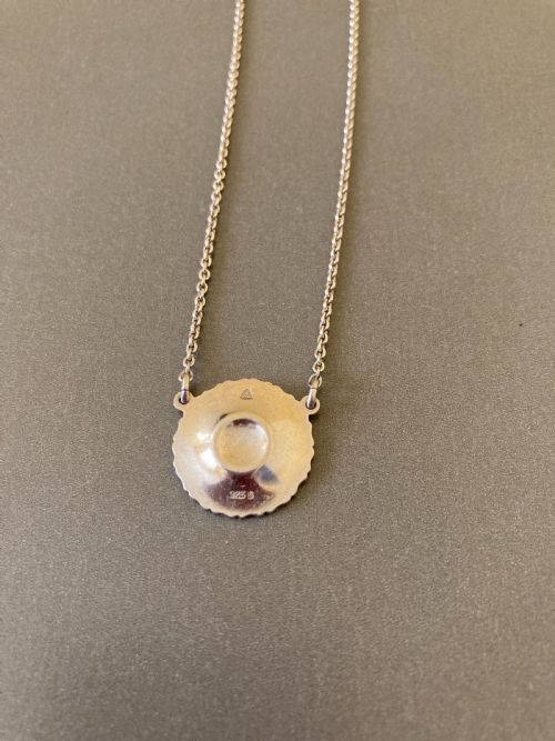 DANISH SILVER AND ENAMEL DAISY NECKLACE 1960S - ADDITIONAL PHOTO 3