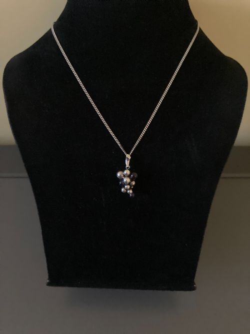 GEORG JENSEN DANISH SILVER AND AMETHYST MOONLIGHT GRAPE PENDANT 1960S - ADDITIONAL PHOTO 2