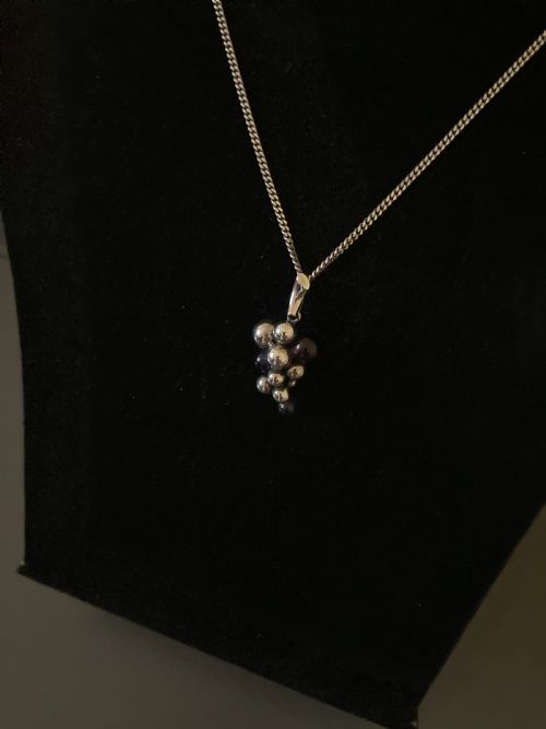 GEORG JENSEN DANISH SILVER AND AMETHYST MOONLIGHT GRAPE PENDANT 1960S - ADDITIONAL PHOTO 3