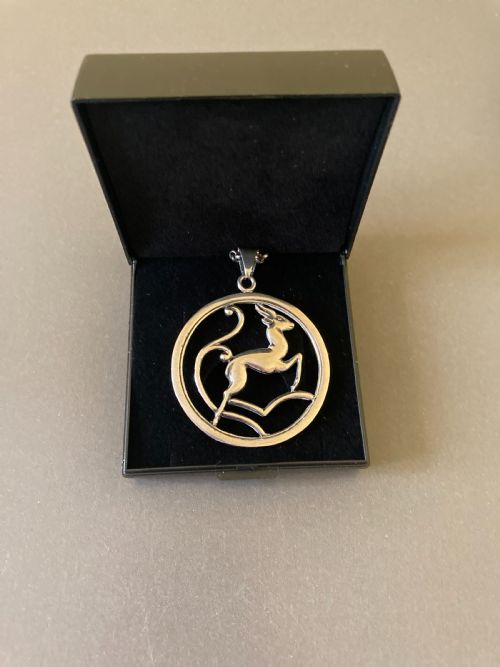 DANISH SILVER PENDANT OF LEAPING DEER 1950S - ADDITIONAL PHOTO 5