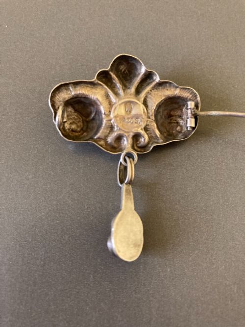 DANISH SILVER BROOCH WITH AMBER C 1910 - ADDITIONAL PHOTO 3