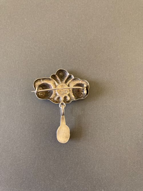 DANISH SILVER BROOCH WITH AMBER C 1910 - ADDITIONAL PHOTO 4