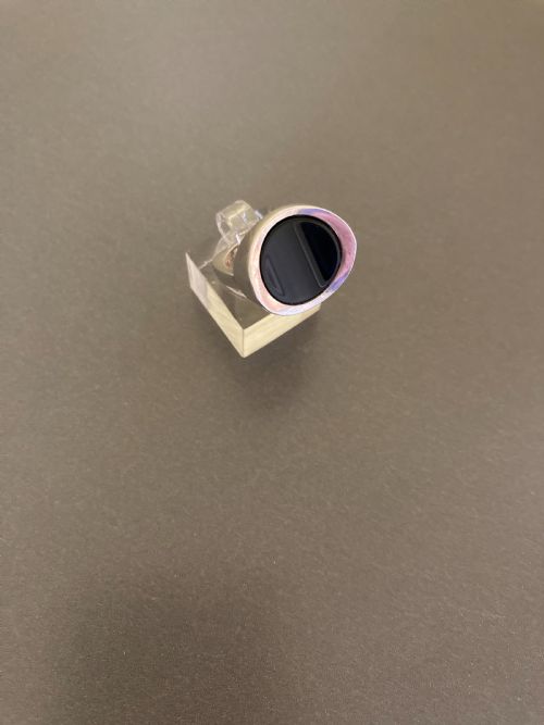 danish silver ring with polished onyx 1960s by n e from - CATEGORY: ANTIQUE JEWELLERY - DATED 1960