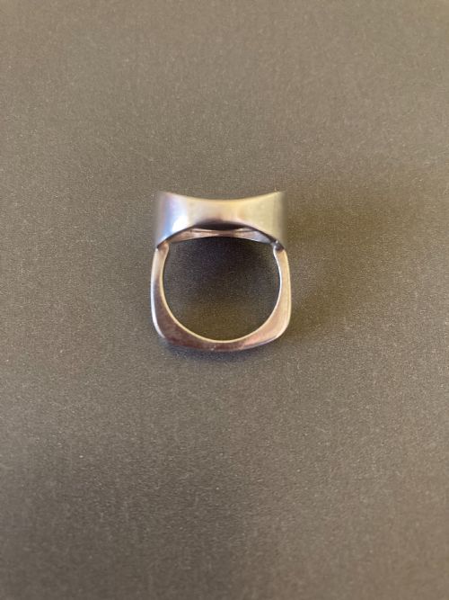 DANISH SILVER RING WITH POLISHED ONYX 1960S BY N E FROM - ADDITIONAL PHOTO 1