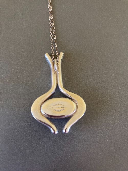 DANISH SILVER PENDANT WITH POLISHED ONYX 1960S BY N E FROM - ADDITIONAL PHOTO 5
