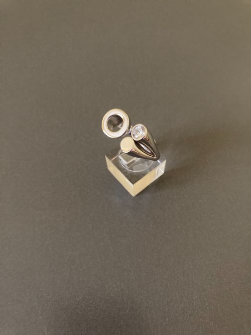 DANISH SILVER RING WITH ZIRCONIA BY RANDERS SILVER 1960S - ADDITIONAL PHOTO 2