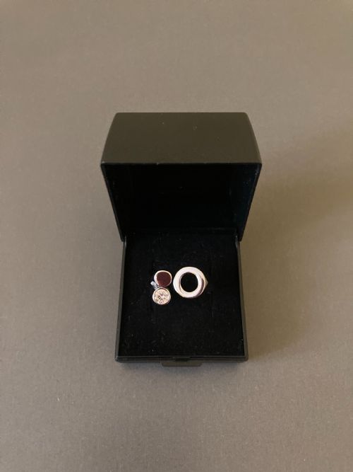 DANISH SILVER RING WITH ZIRCONIA BY RANDERS SILVER 1960S - ADDITIONAL PHOTO 4