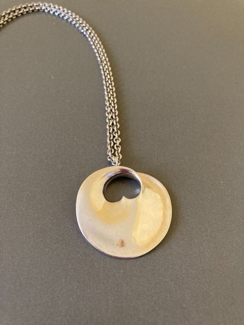 GEORG JENSEN DANISH SILVER HIDDEN HEART PENDANT 1960S