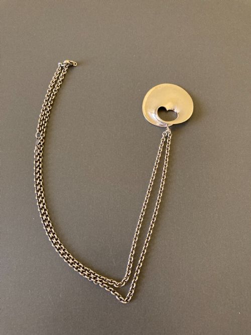 GEORG JENSEN DANISH SILVER HIDDEN HEART PENDANT 1960S - ADDITIONAL PHOTO 6