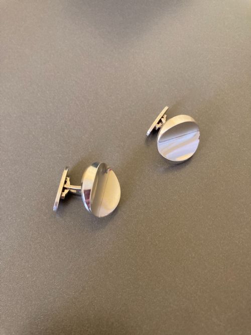 georg jensen danish silver cuff links no 107 - CATEGORY: ANTIQUE JEWELLERY - DATED 1960