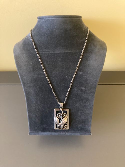 DANISH SILVER PENDANT 1940S BY G HOPPE - ADDITIONAL PHOTO 2