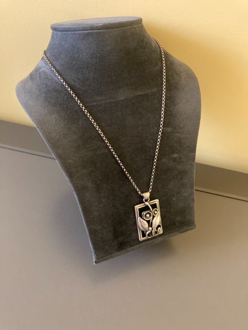 DANISH SILVER PENDANT 1940S BY G HOPPE - ADDITIONAL PHOTO 3