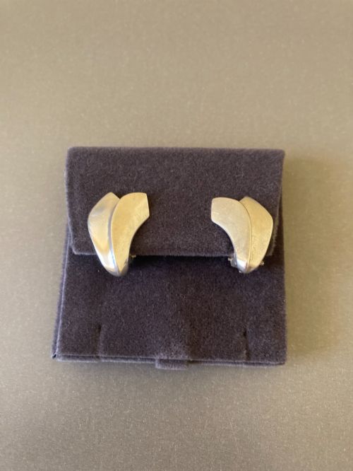 GEORG JENSEN DANISH SILVER LOTUS EARRINGS