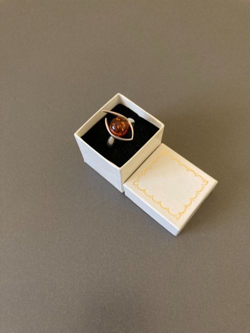 DANISH SILVER RING WITH AMBER 1960S - ADDITIONAL PHOTO 5