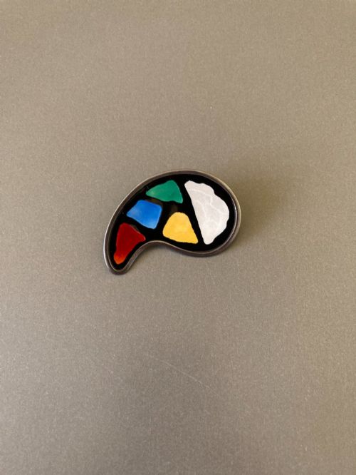 Norwegian Silver and Enamel "Palette" Brooch. By K a Rasmussen. 1960s.