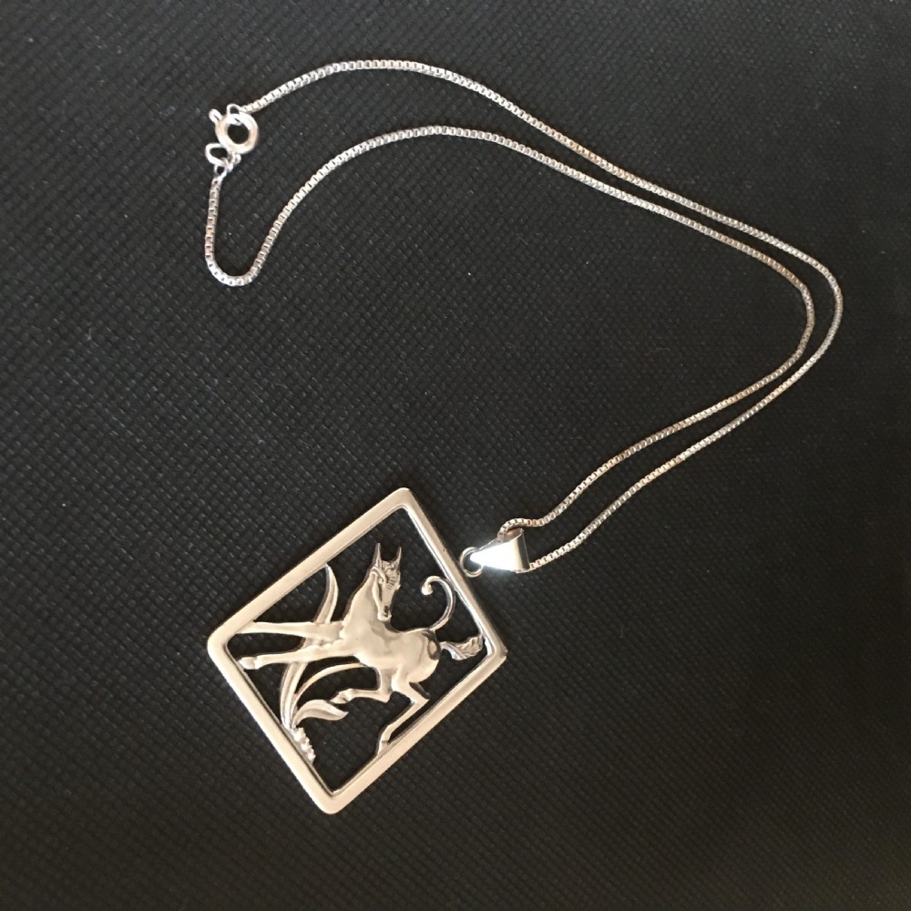 Danish Silver Pendant with Foal. 1930s. View III