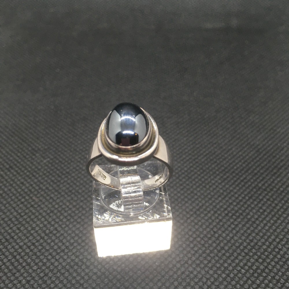 Georg Jensen Silver and Hematite Ring. 1950 View IV
