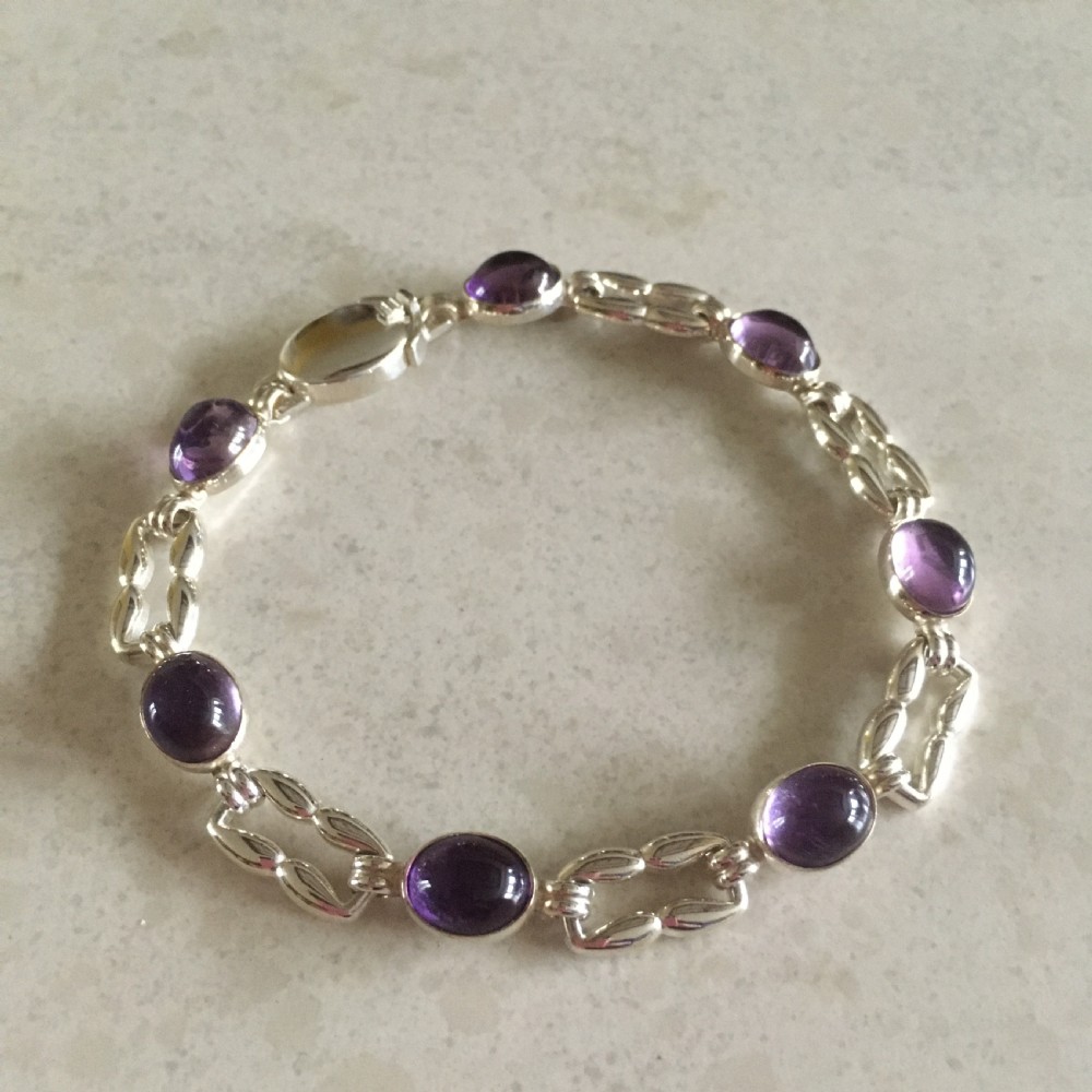 Danish Silver Bracelet with Amethyst. 1960s. By N E From